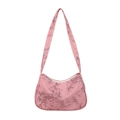 Borsa sottobraccio rosa con stampa di foglie di bambù e chiusura a cerniera - Rosa