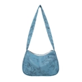 Borsa sottobraccio azzurra con motivo a foglie di bambù e cerniera in metallo argento - Blu
