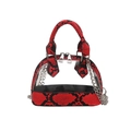 Borsa a conchiglia trasparente con motivo a serpente e tracolla a catena in argento - Rosso