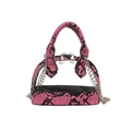 Borsa a tracolla trasparente con stampa serpente rosa e catena metallica - Rosa