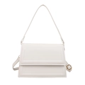Bolso bandolera cuadrado blanco minimalista en cuero PU mate con detalles dorados - Blanco