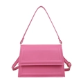 Bolso bandolera rosa minimalista para mujer con solapa elegante y acabado mate - Rosa