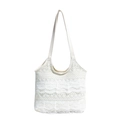 Sac fourre-tout élégant en dentelle blanche pour femme avec motif floral et grand volume - Blanc Crème (Sans Pendentif)