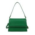 Bolso bandolera verde de cuero con herrajes dorados y asa de mano para mujer - Verde
