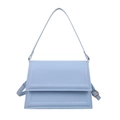 Bolso bandolera rectangular azul claro de cuero sintético con hebilla dorada ajustable - Azul