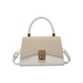 Bolso de mano francés minimalista en contraste de colores con cierre dorado - Blanco