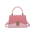 Bolso pequeño cuadrado rosa de cuero patchwork con cierre dorado y bandolera - Rosa