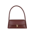 Bolso de hombro retro burdeos con hebilla dorada y asas superiores redondeadas largas - Marrón