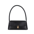 Bolso de axila minimalista de cuero PU negro con hebilla dorada y asa elegante - Negro