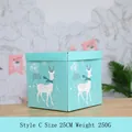 Scatola regalo di Natale blu menta con renna e testo Merry Christmas, misura 25cm - 25CM (Stile C) / Blu