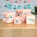 Set scatole regalo di Natale rosa con renne e alberi per decorazione vetrine - 15-20-25-30CM Set da 4 / Set di Gioielli Rosa