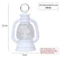 Vintage style white LED lantern with top ring handle for Christmas decor, 11cm height - 11cm x 7cm / White
