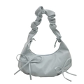 Bolso hobo azul claro plisado con lazos y asa fruncida para la moda de verano 2025 - Azul