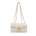 Bolso bandolera blanco con hebilla metálica M dorada y correa de cadena fina - Blanco