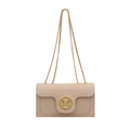 Elegante bolso bandolera color albaricoque con textura acolchada y hebilla dorada M - Caqui