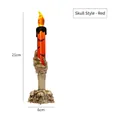 Bougie LED main de squelette d'Halloween rouge avec motif chauve-souris, hauteur 21cm - Motif de Crâne / 21cm / Rouge