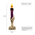 Bougie LED squelette Halloween avec pilier pailleté violet et base crâne, 21cm - Motif de Crâne / 21cm / Violet