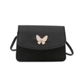 Schwarze Mini-Umhängetasche mit weißem Schmetterling und feiner Gliederkette - Schwarz
