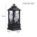 Schwarze Halloween LED Laterne mit Zombie-Motiv, 19cm hohe tragbare Deko-Leuchte - Medium Schwarz - Zombie-Stil