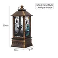 Halloween LED Laterne in Bronze mit Geisterhand Motiv und Antik-Finish, 19cm Höhe - Medium Bronze - Geisterhand-Stil