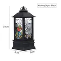 Halloween black lantern with mummy illustration and LED light, size 19cm by 8cm - Medium Black - Mummy Style