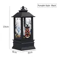 Black Halloween LED lantern with pumpkin and ghost motifs, measuring 19cm tall and 8cm wide - Medium Black - Pumpkin Style