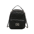 Schicker schwarzer gesteppter Mini-Rucksack mit silbernem Drehverschluss und Kette - Schwarz