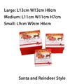 Three-piece red Christmas gift box set with Santa Claus and reindeer graphics in various sizes - Santa & Reindeer (Small 3-Piece Set) / 13x13x8cm/11x11x7cm/9x9x6cm