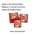 Set of three red square Merry Christmas gift boxes in three different nesting sizes - Merry Christmas (Small 3-Piece Set) / 13x13x8cm/11x11x7cm/9x9x6cm