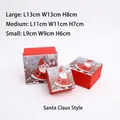 Three-piece Santa Claus Christmas gift box set in various sizes with festive patterns - Santa Claus (Small 3-Piece Set) / 13x13x8cm/11x11x7cm/9x9x6cm