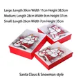 Three-piece red Christmas gift box set with festive Santa and snowman illustrations - Santa & Snowman (Large 3-Piece Set)