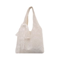 Sac fourre-tout élégant en dentelle blanche fleurie avec rubans romantiques décoratifs - Blanc (Avec Écharpe)
