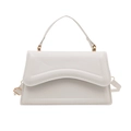 Borsa a mano bianca minimalista in ecopelle con linee geometriche e finiture dorate - Bianco