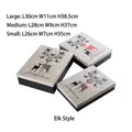 Three-piece nesting Christmas gift boxes with grey linen texture and reindeer patterns - Reindeer (Large 3-Piece Set)