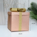 20 cm Roségold Glitzer Weihnachtsgeschenkbox mit einer funkelnden goldenen Schleife - Mittel / Champagner