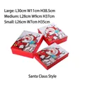 Three-piece nesting Christmas gift boxes in red with festive Santa prints and sizes - Santa Claus (Large 3-Piece Set)