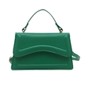 Minimalist green small square handbag with wave stitching and adjustable crossbody strap - Green