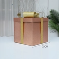 Glitzernde Roségold 25cm Weihnachtsgeschenkbox mit goldener Schleife Dekoration - Groß / Champagner