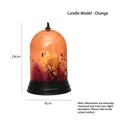 Halloween pumpkin LED candle lantern with bat silhouettes and purple feathers inside - Candle Style / Orange