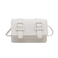 Mini white crossbody satchel bag with smooth faux leather and buckled strap detail - White