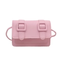 Mini crossbody bag in light pink with rectangular flap and decorative square buckles - Pink