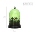 Linterna de Halloween verde con silueta de calavera y gancho, altura 14 cm - Patrón de Calavera / Verde