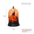 Linterna LED de Halloween con calabaza y gato negro en cúpula naranja, 14cm altura - Estilo Gato Negro / Naranja