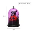 Luz nocturna de calabaza de Halloween con gato negro y silueta de castillo, modelo violeta - Estilo Gato Negro / Púrpura