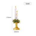 Goldener 3-stöckiger LED-Weihnachtskerzenhalter mit Tannennadeln und roten Beeren, 370mm - 3-Kerzen Gold