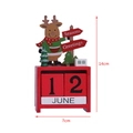 Calendrier de l'Avent en bois avec renne, écharpe rouge et blocs de date, 14x7cm - Renne de Noël bleu