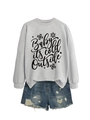 Detail of grey crewneck sweatshirt with Baby it's cold outside text and snowflake print - Grey (Black Font)