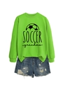 Detail of neon green soccer grandma sweatshirt with ribbed cuffs and graphic print - S / Fluorescent Green (Black Print)
