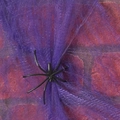 Decoración de araña negra de Halloween con telaraña morada para accesorios de fiesta - Púrpura 20g (Incluye 2 Arañas)