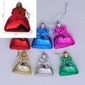 Set of 6 colorful electroplated Christmas gift bag hanging ornaments in assorted metallic finishes - Christmas Bag Style